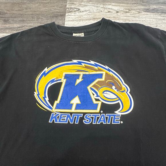 Vintage 90s Oarsman Kent State Golden Flashes Black Men XL T-shirt Heavyweight - Picture 1 of 8